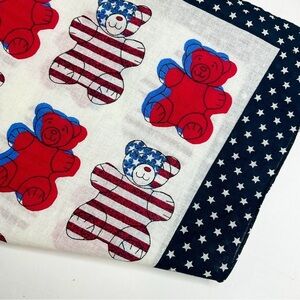 Vintage Patriotic Teddy Bear Square Cotton Scarf
